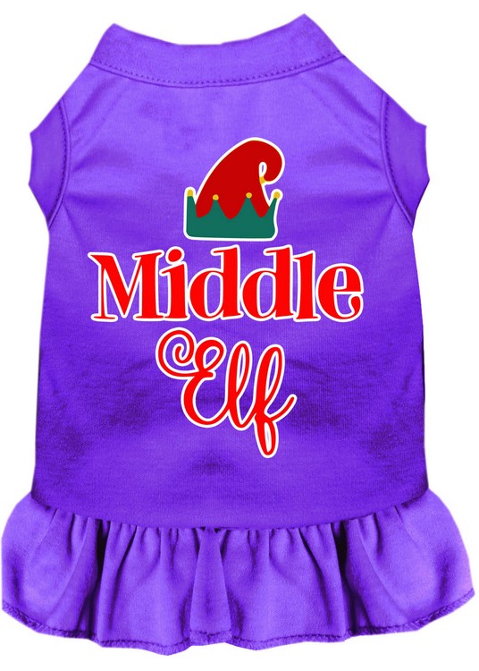 Middle Elf Screen Print Dog Dress Purple XS